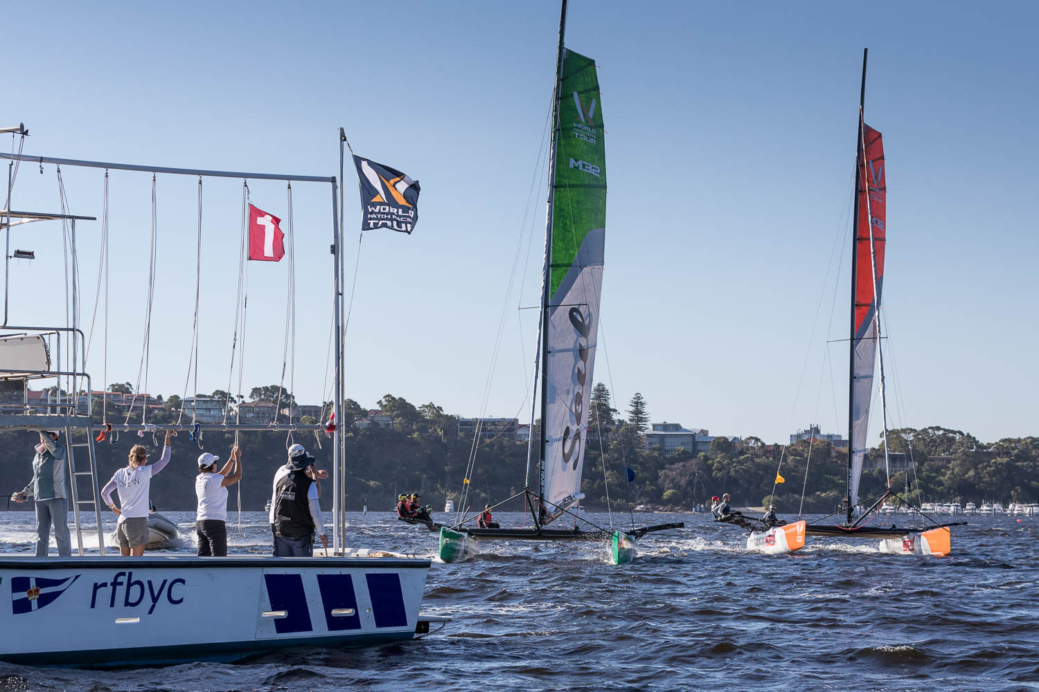 Flying in at the boat end